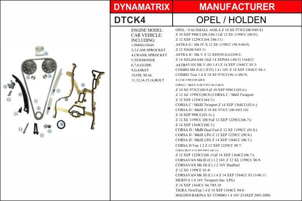 Dynamatrix DTCK4 - Комплект цепи привода распредвала autospares.lv