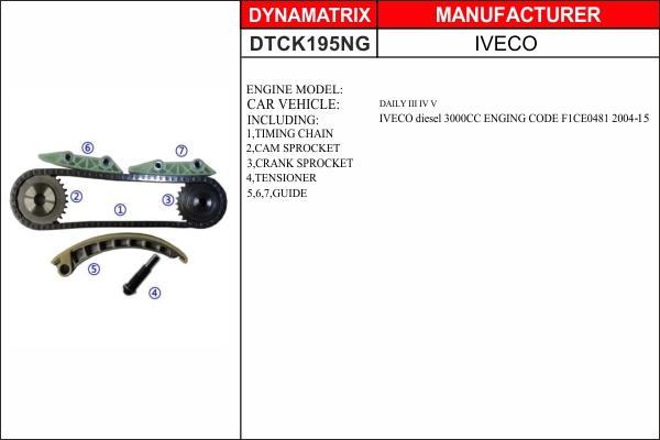 Dynamatrix DTCK195NG - Комплект цепи привода распредвала autospares.lv