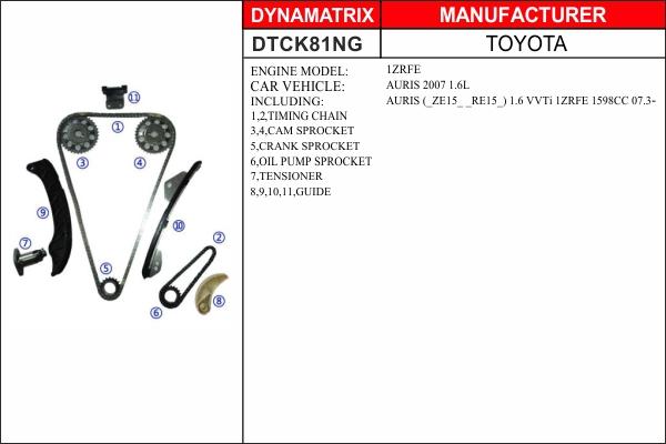 Dynamatrix DTCK81NG - Комплект цепи привода распредвала autospares.lv