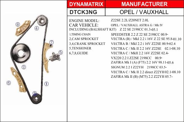 Dynamatrix DTCK3NG - Комплект цепи привода распредвала autospares.lv