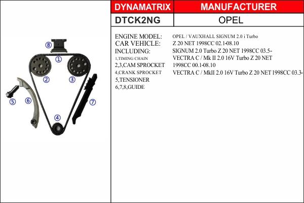 Dynamatrix DTCK2NG - Комплект цепи привода распредвала autospares.lv