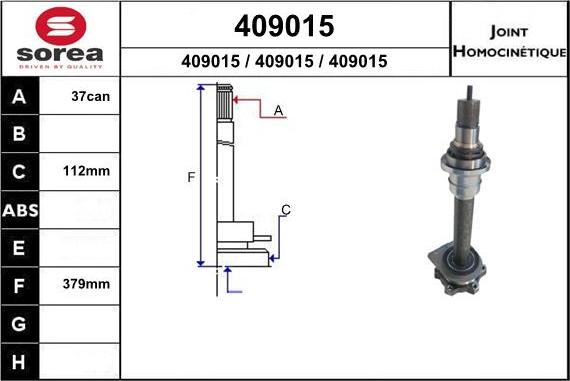 EAI 409015 - Шарнирный комплект, ШРУС, приводной вал autospares.lv