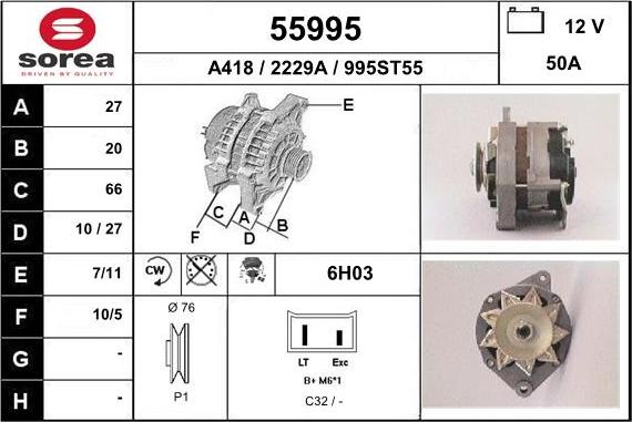 EAI 55995 - Генератор autospares.lv