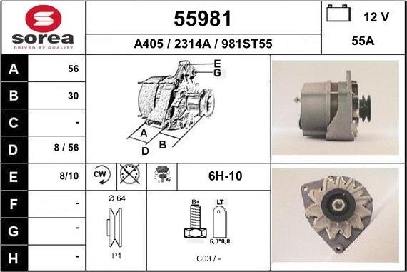 EAI 55981 - Генератор autospares.lv