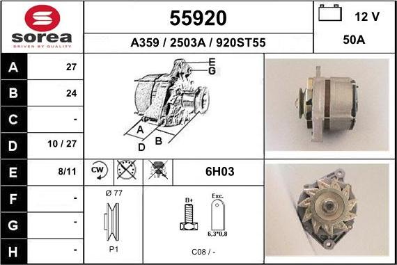 EAI 55920 - Генератор autospares.lv