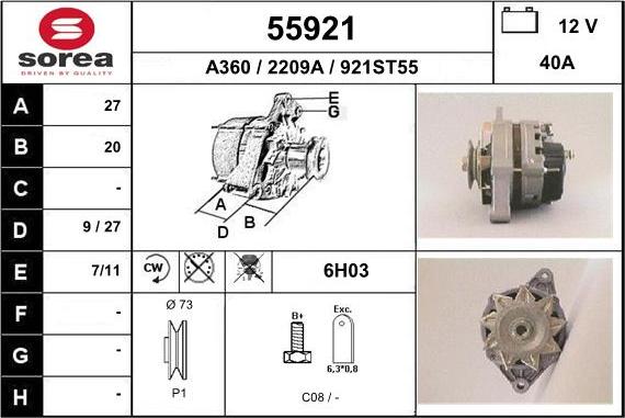 EAI 55921 - Генератор autospares.lv