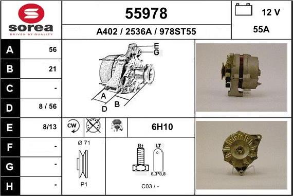 EAI 55978 - Генератор autospares.lv