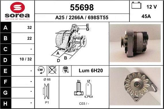 EAI 55698 - Генератор autospares.lv