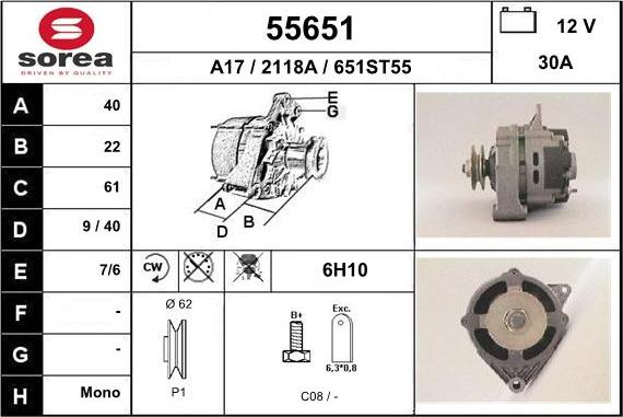 EAI 55651 - Генератор autospares.lv