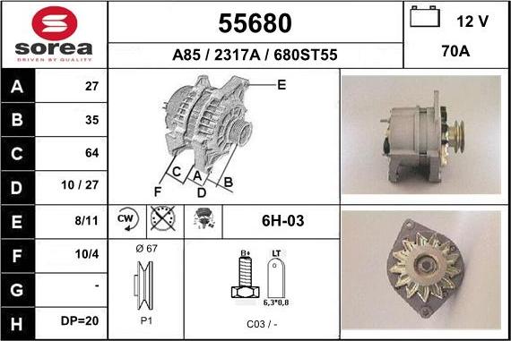 EAI 55680 - Генератор autospares.lv