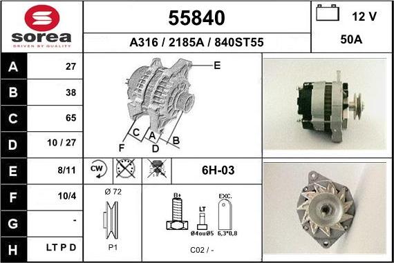 EAI 55840 - Генератор autospares.lv