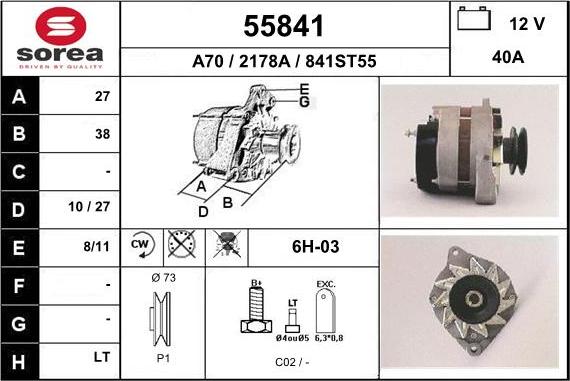 EAI 55841 - Генератор autospares.lv