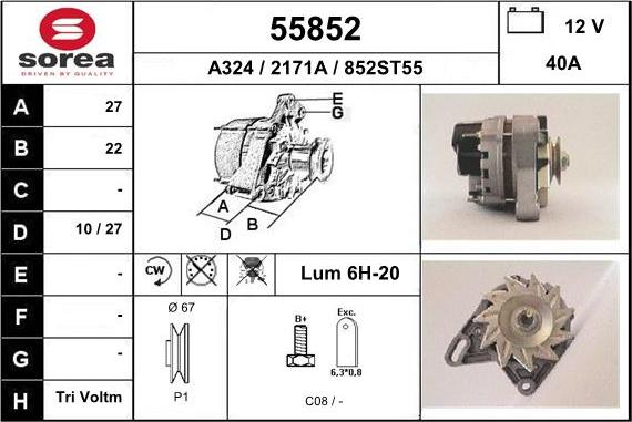 EAI 55852 - Генератор autospares.lv