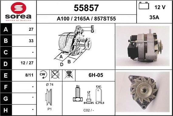 EAI 55857 - Генератор autospares.lv