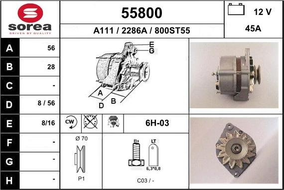 EAI 55800 - Генератор autospares.lv