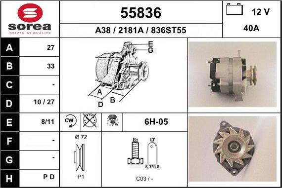 EAI 55836 - Генератор autospares.lv