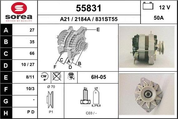 EAI 55831 - Генератор autospares.lv