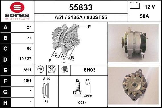 EAI 55833 - Генератор autospares.lv