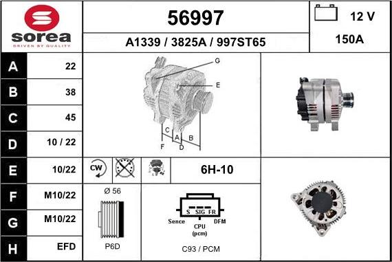 EAI 56997 - Генератор autospares.lv