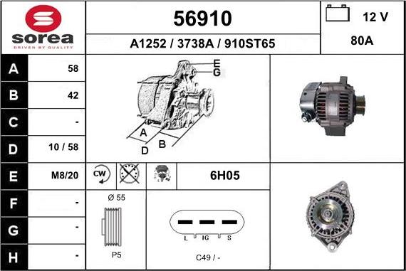 EAI 56910 - Генератор autospares.lv