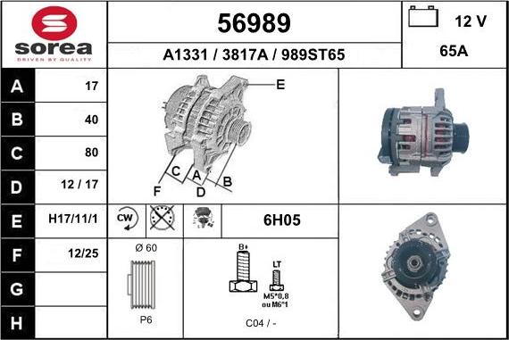 EAI 56989 - Генератор autospares.lv