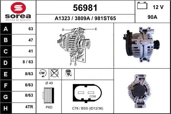 EAI 56981 - Генератор autospares.lv