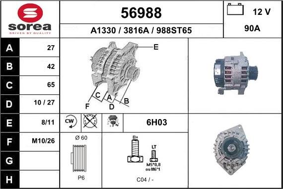 EAI 56988 - Генератор autospares.lv