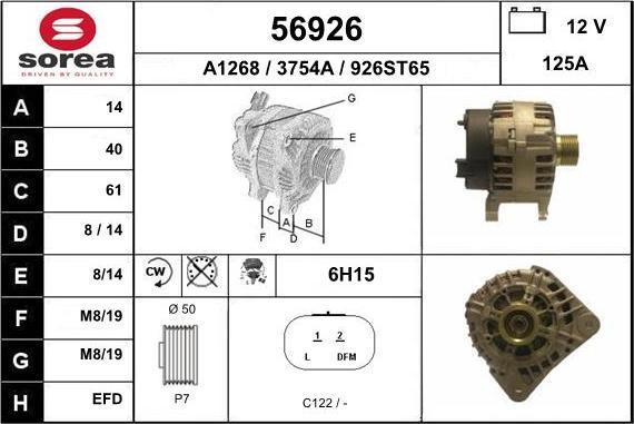 EAI 56926 - Генератор autospares.lv