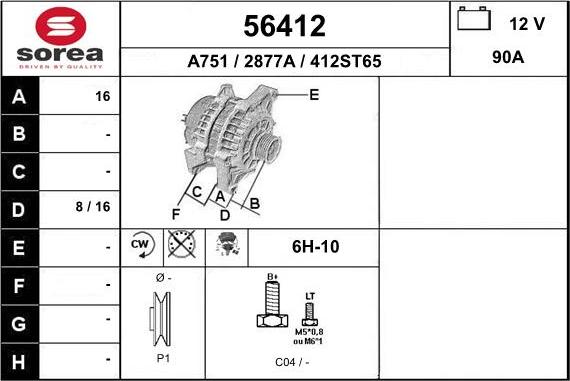 EAI 56412 - Генератор autospares.lv