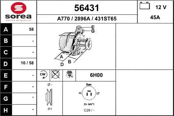 EAI 56431 - Генератор autospares.lv