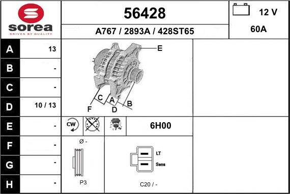 EAI 56428 - Генератор autospares.lv