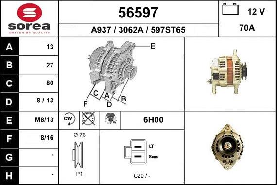 EAI 56597 - Генератор autospares.lv