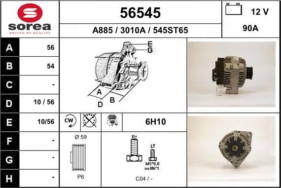 EAI 56545 - Генератор autospares.lv