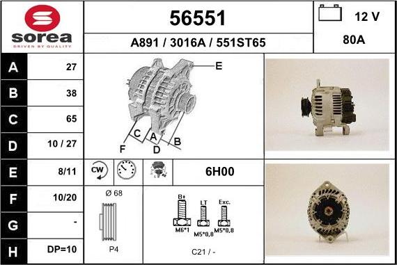 EAI 56551 - Генератор autospares.lv