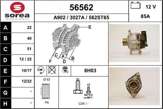 EAI 56562 - Генератор autospares.lv