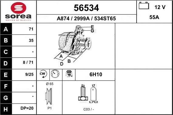 EAI 56534 - Генератор autospares.lv