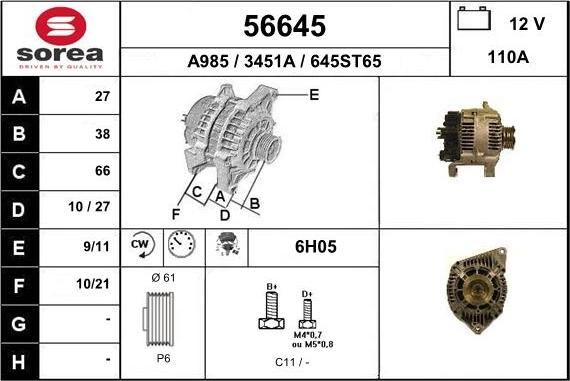 EAI 56645 - Генератор autospares.lv