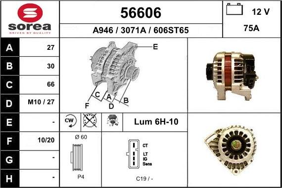 EAI 56606 - Генератор autospares.lv