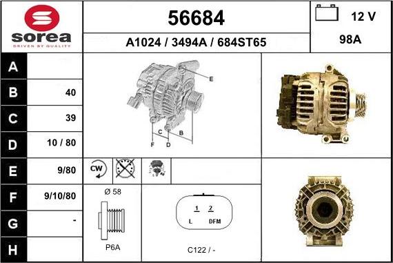 EAI 56684 - Генератор autospares.lv