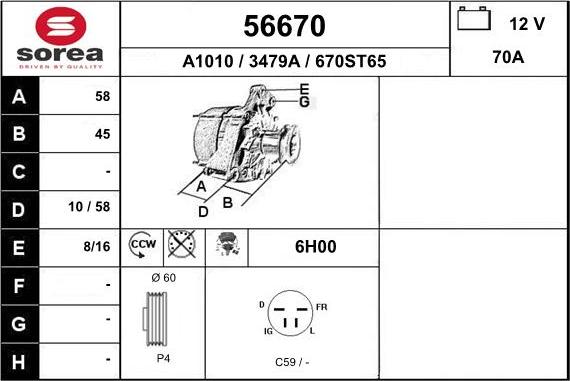 EAI 56670 - Генератор autospares.lv