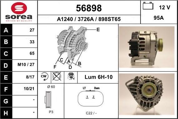 EAI 56898 - Генератор autospares.lv