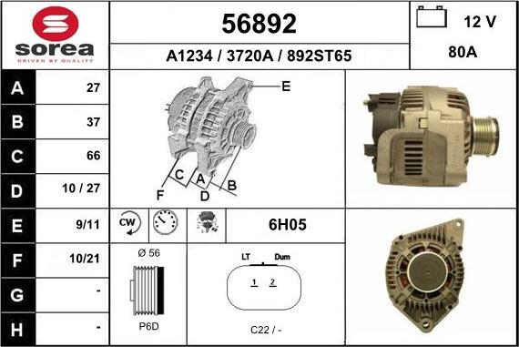 EAI 56892 - Генератор autospares.lv