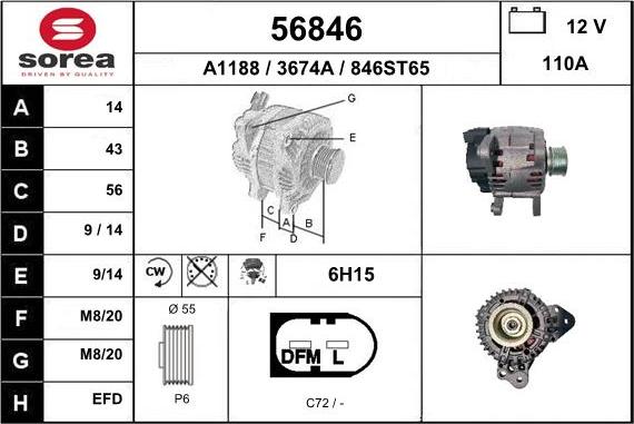 EAI 56846 - Генератор autospares.lv