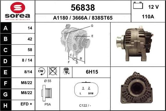 EAI 56838 - Генератор autospares.lv