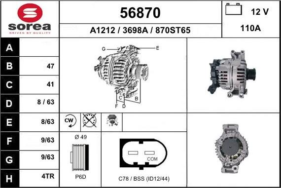 EAI 56870 - Генератор autospares.lv