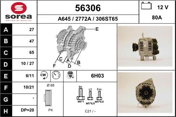 EAI 56306 - Генератор autospares.lv