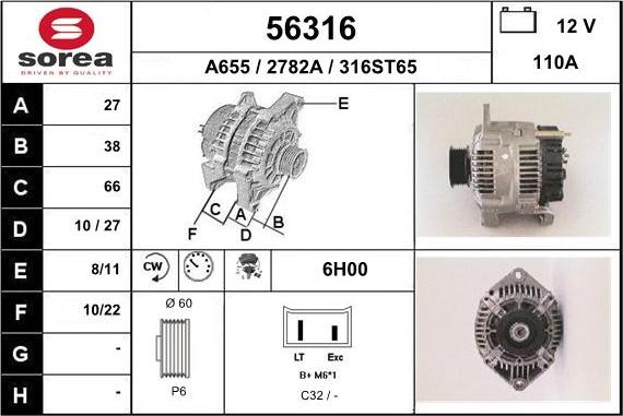 EAI 56316 - Генератор autospares.lv