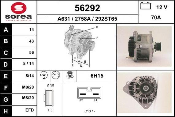 EAI 56292 - Генератор autospares.lv