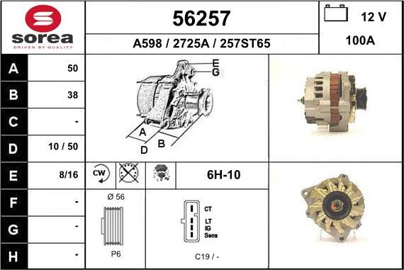 EAI 56257 - Генератор autospares.lv