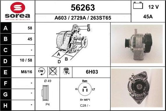 EAI 56263 - Генератор autospares.lv